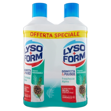 Lysoform Disinfetta & Pulisce Freschezza Alpina 2 x 1100 ml